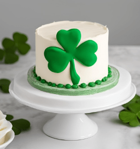 St. Patrick's Dau cake with green 3 leaf clover